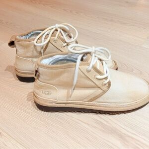 UGG Neumel Natural Boots in Beige Canvas with a Lyocell Plush lining Size 9